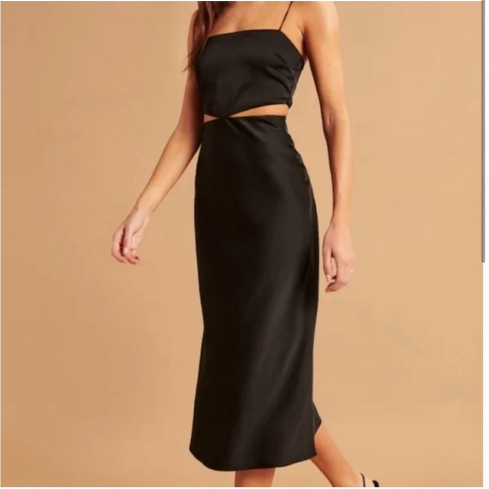 Abercrombie & Fitch Black Midi Dress